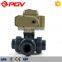 3 way UPVC union connection electric ball valve