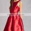 New cheap Fashion round neck sleeveless on-seam pockets Pleated Taffeta Dress