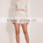 Crochect white lae designs long sleeve two piece sets Lace crop top and short pants designs
