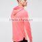 High Quality Custom With Hood Pink Zip Sides Curved Hem Longline Men's Cotton Spandex Stretch Skinny Fit Casual Pullover Hoodies