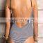 ladies black and white stripe and side black strap one-piece swimwear