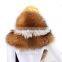 Women's real fox fur shawl knitted fox fur pashmina with pocket warm women scarf