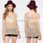Fashion women open knit long sleeves cold shoulder pullover sweater