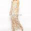 CHEFON Pink Floral Print bohemian maxi Dress