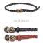Woman ladies trendy woven thin waist with rose buckle