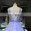 Panyu wedding dress 2016 China wholesale applique lace wedding dresses Panyu Sleeveless illusion Neckline Lace Wedding Gown Blue