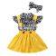 2020 New Summer Black and White Plaid Shirt Strap Skirt Girls Clothing Children Clothes Suit