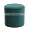 RTS green round velvet fabric cube metal foot stool ottoman for living room foldable storage ottoman