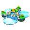 Outdoor Blow Up Aqua Park Lotus Flower Frog Theme Slide Inflatable Water Amusement Park with 3 Pools