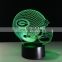 NFL 3D Visualization Night Lights Green Bay Packers Football Helmet Desk Lamp Team Logo