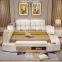 Multi functional genuine leather bed 1.8 m double bed massage wood beds