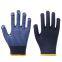 7Gauge Dark Blue Polycotton Liner PVC Dotted Gloves