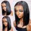 Hot Red Colored HD Transparent Short Bob Human Hair Wigs Peruvian Red Straight 13x4 Lace Front Wig For Women PrePlucked Glueless
