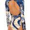 Fashionable Design, New One-Piece Long Sleeved Printed Swimsuit, Bikini, High Fork European and American Swimsuit for Women