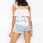 spaghetti strap lotus leaf ornament women blouse printed women blouse OEM service