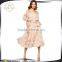 OEM Manufacture Offer Shoulder Floral Bardot Ladies Dress With Multi Ruffle