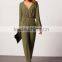 latest spring long flounced sleeve v-neck one piece jumpsuit soft long women jumpsuit