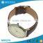 Fashion Japan Movt Stainless Steel Back Browngenuine Leather Quartz Watch
