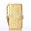 Luxury golden piriting leather filp case for samsung s6