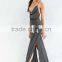 South African Elegant With Sexy Party Plunge Back Striped Maxi Dress