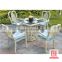 Durable outdoor white rattan dining plastic table and 4 chairs