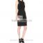 2016 top design wholesale round padded neck sleeveless crystal-embellished knitted women fashion dress