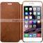 Luxury design smooth flip leather smart case for iphone 6 plus