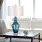 India style polyresin base gold mercury glass lamps with bell shape and waisted round fabric shade for home decor