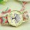 Ladies handmade braid knit bracelet wristwatches band tree of life friendship watch