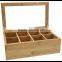 Hot sale high quality grids plexiglass lid customized wooden tea bags storage box