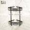 America Style Wall mounted Bath fittings ORB and Vacuum plating brass hanging corner basket for bathroom storage
