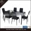 Tempered glass single leg dining table and chairs set
