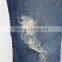 Slim women Boyfriend Jeans in Vintage Wash with Raw Hem Deep Turn Up (LOTX133)