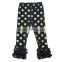 2016 wholesale icing pants gold polka dots ruffle pants cotton fabric high quatity leggings baby names muslim pictures