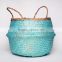 Blue zigzag seagrass baskets/ Foldable seagrass laundry basket