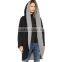 Ladies fashion Scarf oversized Lapel hooded cardigan burr patchwork long sleeve reversible windbreaker jacket