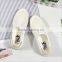 Lady hollow slip on all-match canvas sneaker shoes wholesale