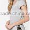 2016 China Cheap Wholesale V-neck Short Sleeve Side Slit T Shirt Woman Blank Cotton Spandex T Shirt