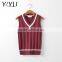 Custom boy school uniform dark blue v-neck cable knit vest sweater
