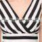 Slim fit v neck stripe print clothing wholesale lady dress cotton design