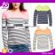 2016 Guangzhou Shandao High Fashion Design Autumn Long sleeve Round Neck Striped Printed Cotton Ladies Elastic Hem Tops