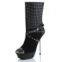 Lotoyo Black Velvet 140mm women/lady Heel Boots (LTYQC461A)