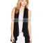 women sleeveless coverup drapey black top blouse