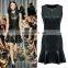 AW15/16 Women Runway Show Ruffle Hem Faux Leather Dress