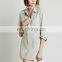 Three quarter sleeve fray hem lastest design dress made of cotton, mini denim dress design