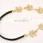 Beautiful girls gold plated metal leaf hair band hair accessories metal gold leaf elastic headband women