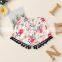 2020 new girls' sets summer denim blouses + print rainbow flowers shorts fashion children's clothing suit