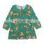 Spring Summer Baby Girl Dress Green Fox Toddler Girl Long Sleeve Dress