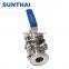 CF8M Manual tri clamp 3pieces sanitary non resort ball valve with Handle level locking