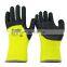 Yellow Neon Poly Cotton 300NB Latex Gripster Black Rubber Dip Safety Gloves For Winter